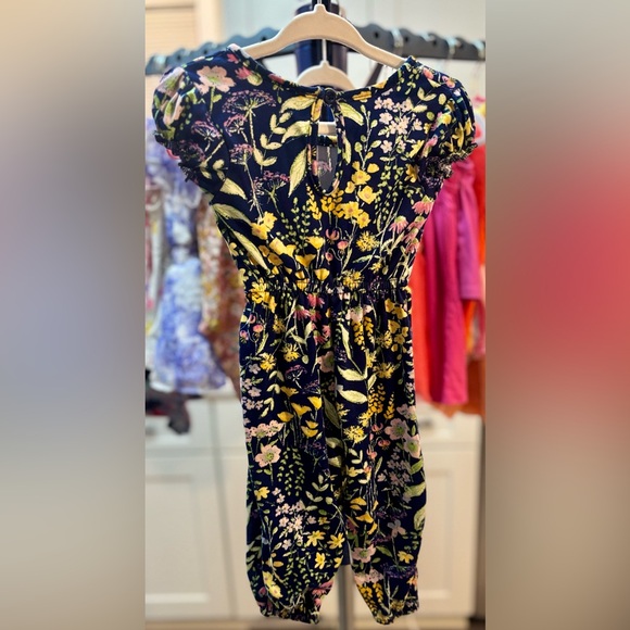 Girls 12m Floral Jumpsuit with Yellow and Pink Accents - Picture 2 of 3